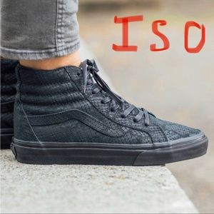 Iso black reptile snakeskin python vans